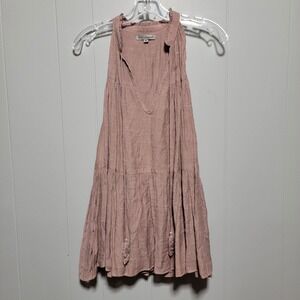 Wishlist Apparel Women's M Tiered Gauze Mini Dress Sleeveless V Neck‎ Pink